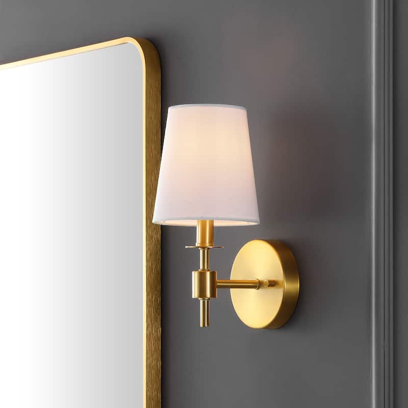 SAFAVIEH Lighting Dalany 7-inch Fabric Shade Wall Sconce with Bulbs (Set of 2) - 7 in. W x 5.5 in. D x 11 in. H