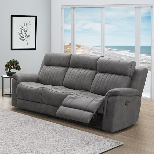 Abbyson Callahan Grey Fabric Dual Power Reclining Sofa - - 32647000