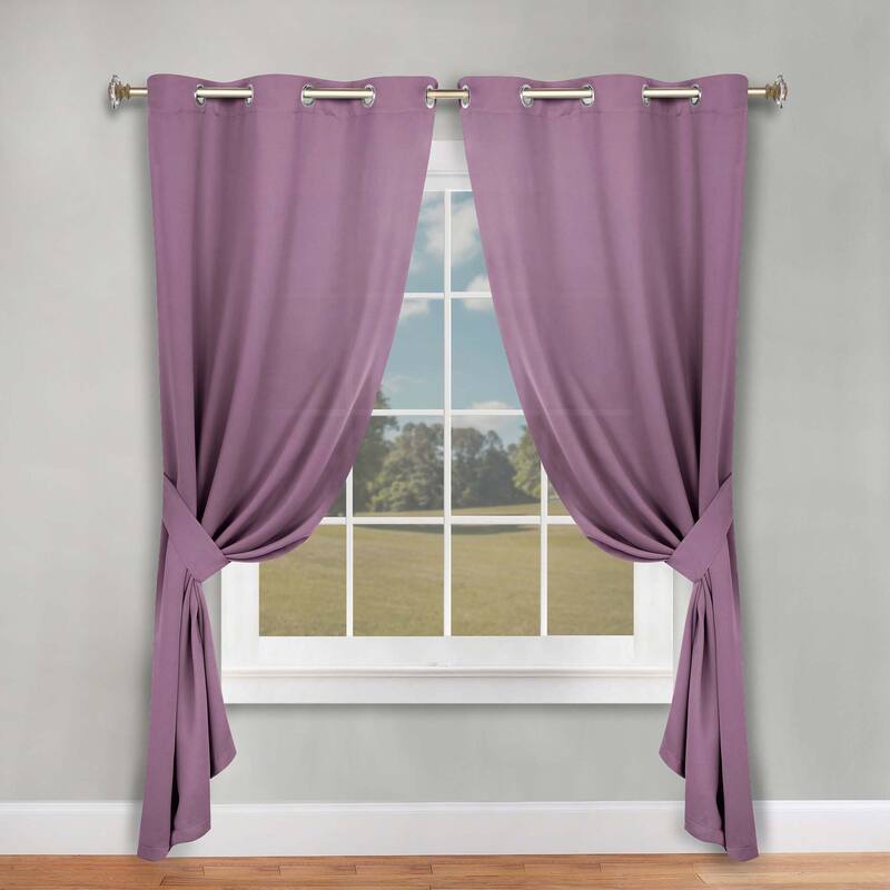 Superior Solid Machine Washable Room Darkening Grommet Blackout Curtains, Set of 2