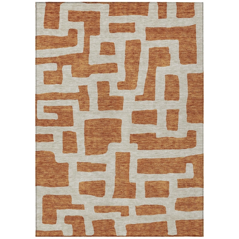 Machine Washable Indoor/ Outdoor Chantille Geo Contemporary Rug
