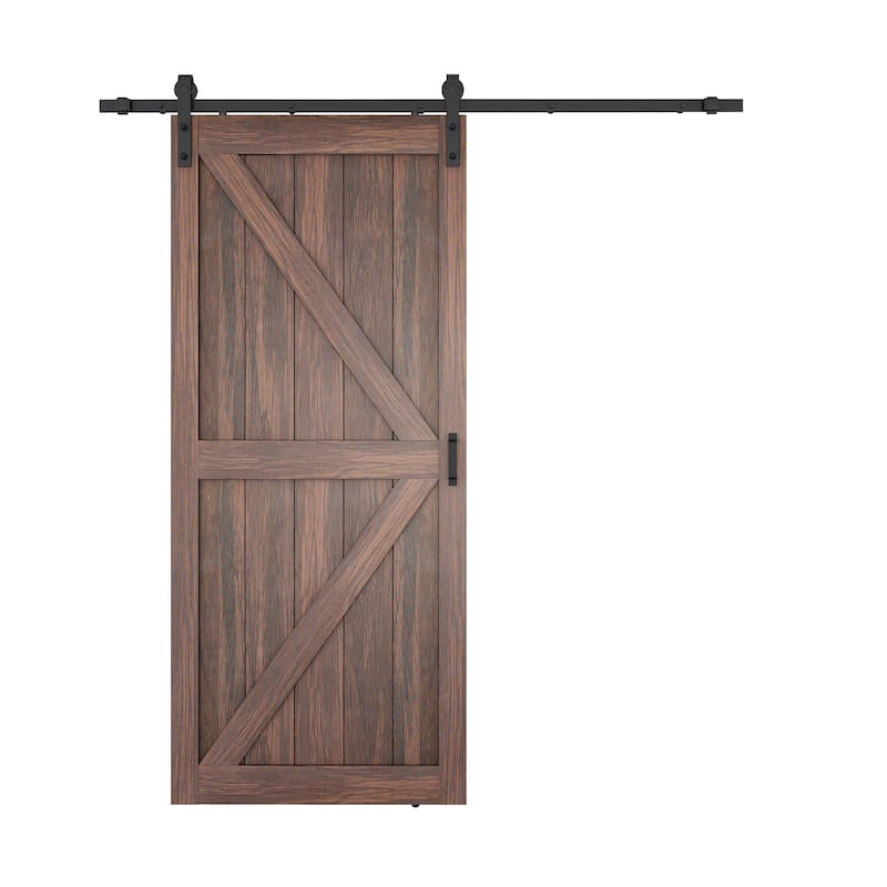 ANZZI 36"x84" Heavy Duty Sturdy Wood Single Sliding Barn Door with Hardware Included - 1'37" L x 36" W x 84" H - Brown