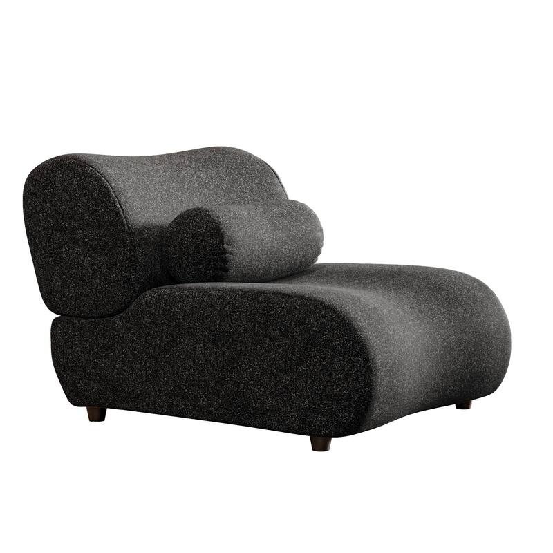 Modern Armless Lounge Sofa with 70° Reclined Backrest and Cylindrical Pillows for Living Room and Guest Room