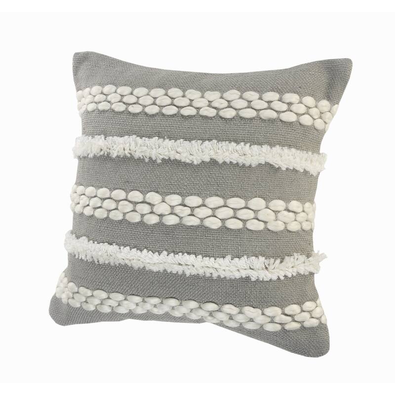 Sevita Gray Textured and Tufted Throw Pillow