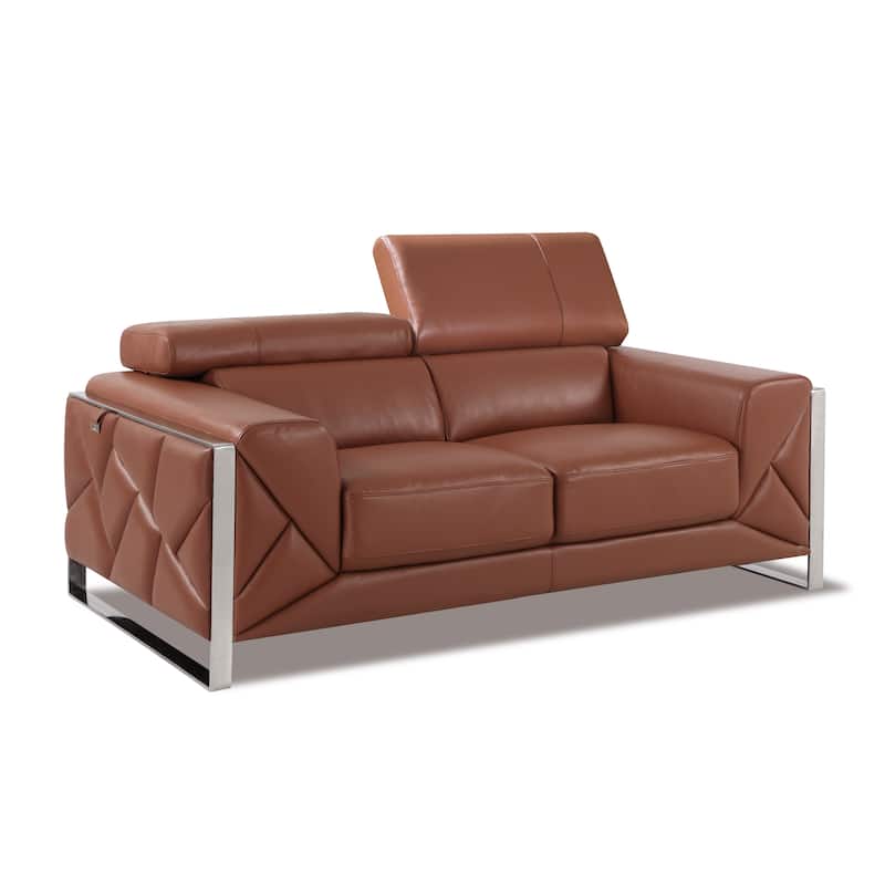 Top Grain Italian Leather Loveseat - Camel