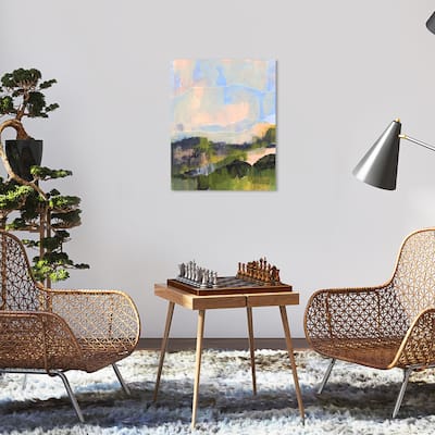 Wynwood Studio Abstract Oasis in the Valley Blue and Light Blue Modern & Contemporary Wall Art Canvas Print