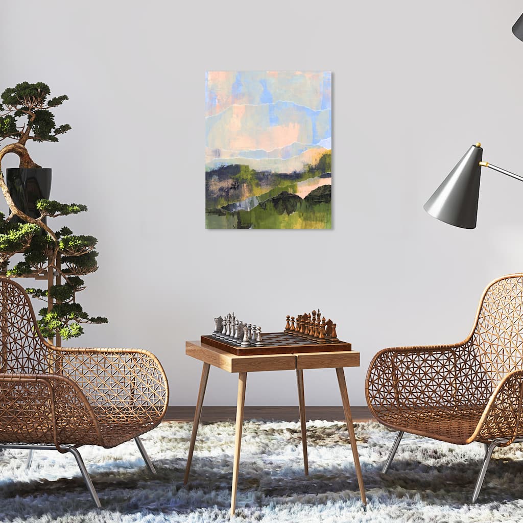Wynwood Studio Abstract Oasis in the Valley Blue and Light Blue Modern & Contemporary Wall Art Canvas Print