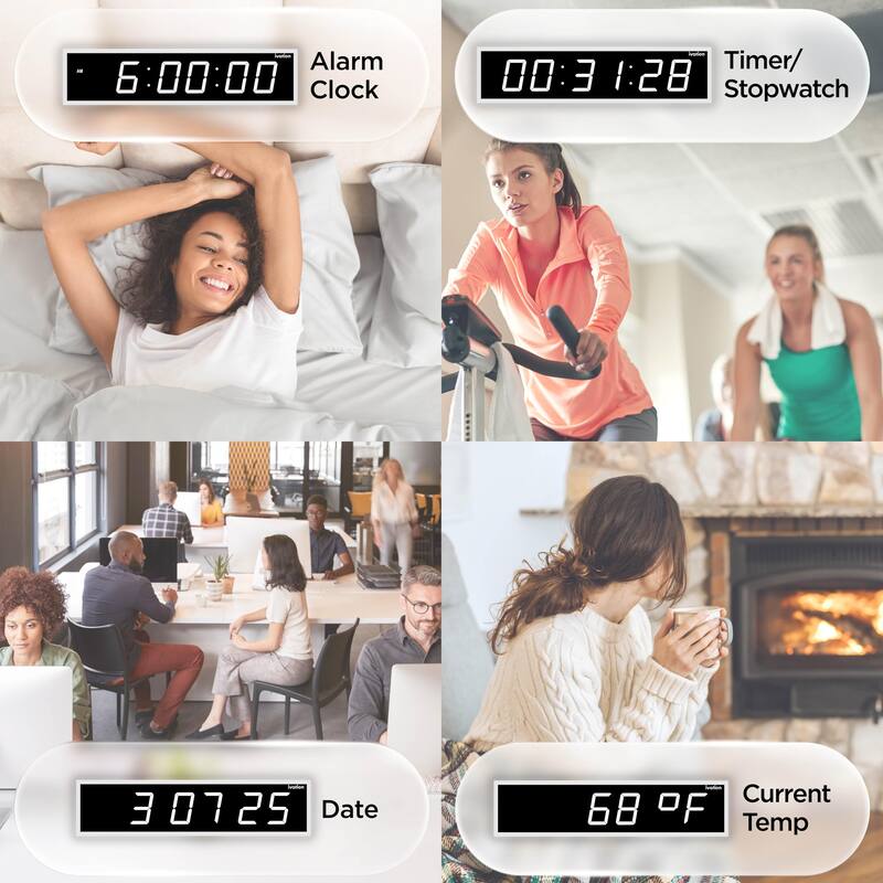 Ivation Large Digital Clock, 72" Led Wall Clock with Stopwatch, Alarms, Timer, Temp & Remote