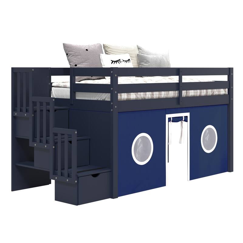 Taylor & Olive Trillium Low Loft Twin Bed with 3 Step-Stairway