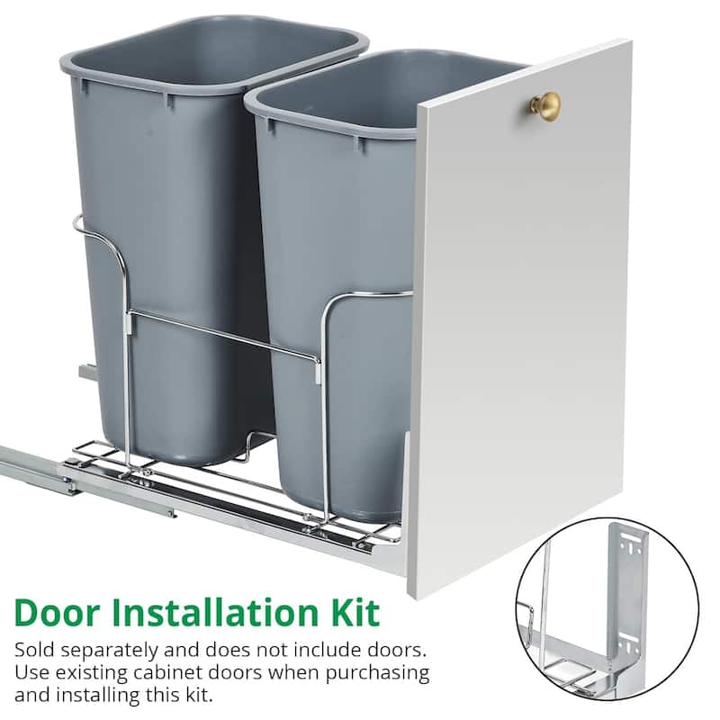 Double Black 2x35QT Pullout Trash Can, Handle Model - Fits Cabinets 16.10x24.8x29.84 inches（Contains two trash cans）