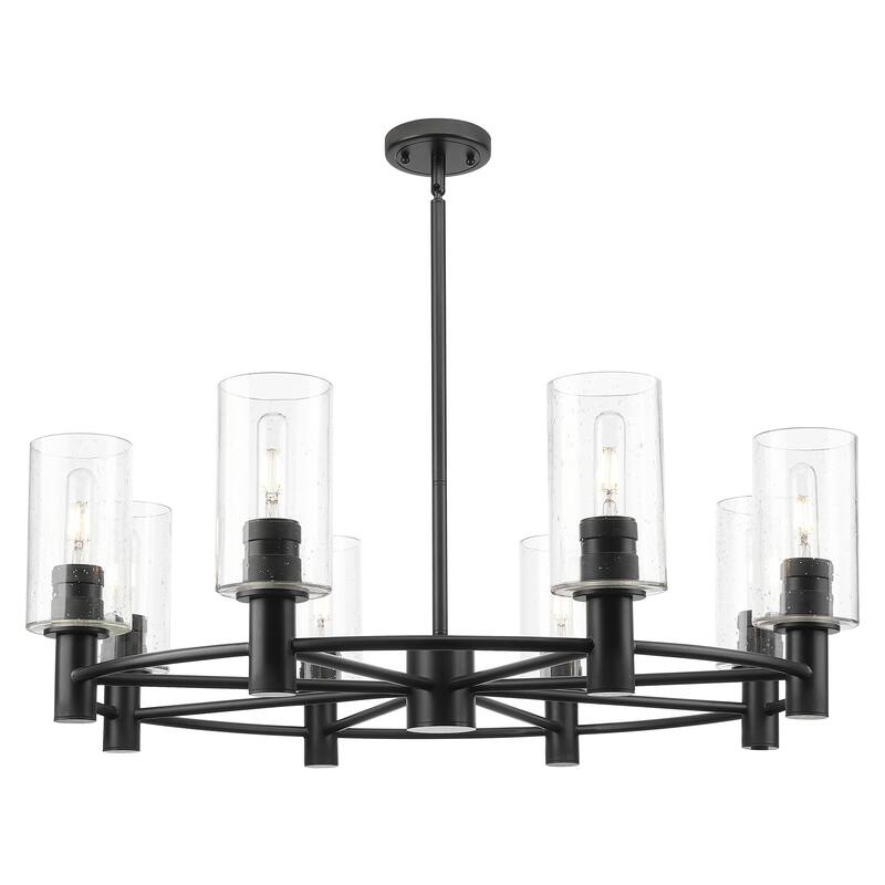 Innovations Lighting Downtown Urban - Crown Point - 8 Light 32" Stem Hung Chandelier with 7" Shade - Seedy/Matte Black