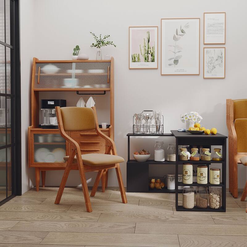Modern L Shaped Computer Desk with 360° Rotating Support and Built In Shelves for Home Office or Bedroom