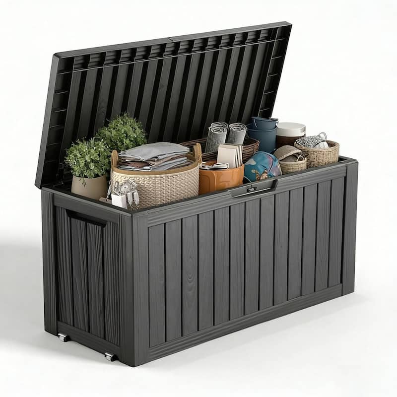Outdoor Patio Storage Resin Lockable Deck Box - 75gal Black