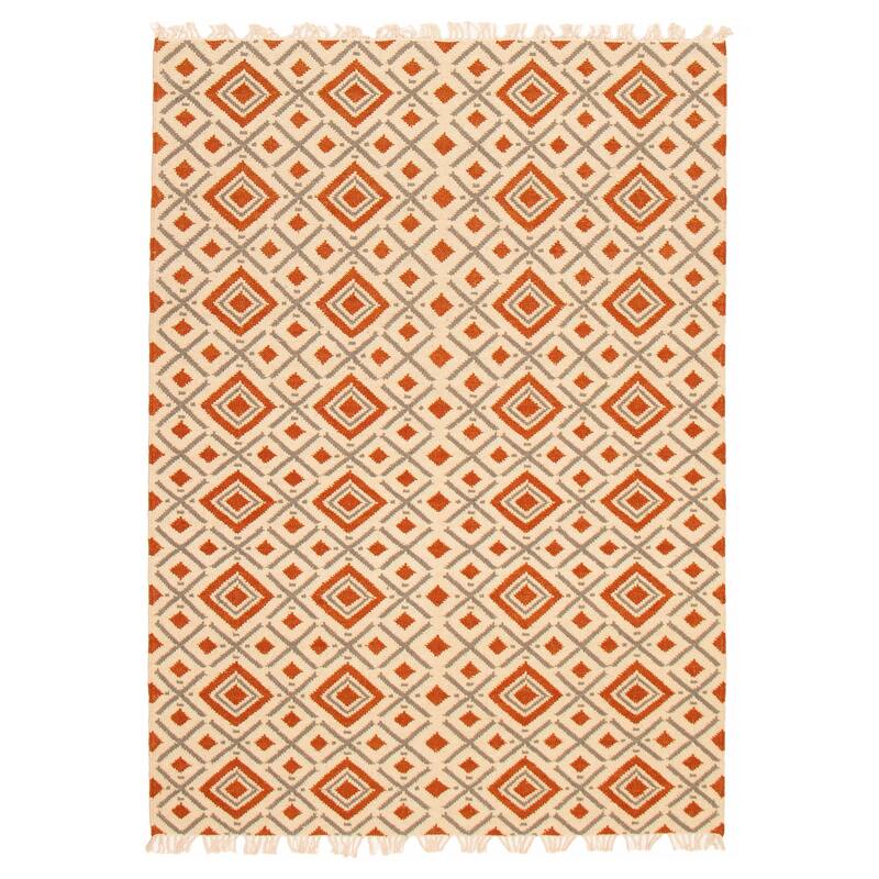 Ankara FW Cream Kilim 5'5" x 7'9" - 5'5 x 7'9 - Cream - 5'5 x 7'9