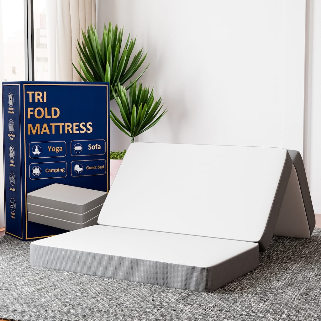 ONETAN, Folding Mattress, 3", 4" & 5" Gel Memory Foam Portable Tri-fold Mattress.