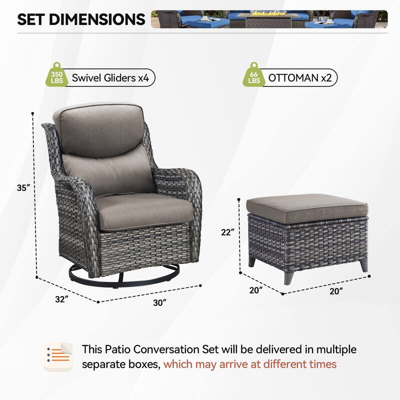 Outdoor Swivel Glider Chair Patio Chairs with 5-Inch Thick Cushions