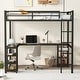 preview thumbnail 3 of 12, Modern Full Size Metal Loft Bed with Desk and Shelves with Ladder and Guardrails for Bedroom