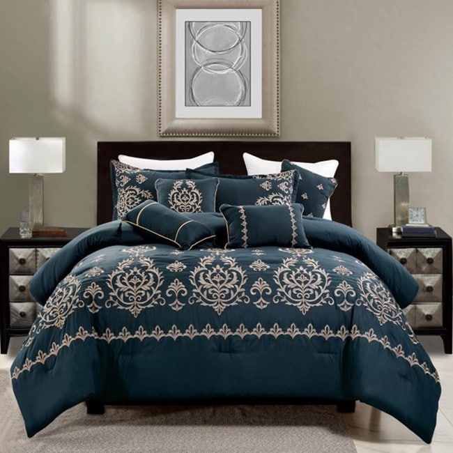 Shatex 7 Piece Gray Luxury Bedding Sets - Oversized Bedroom Comforters, Queen