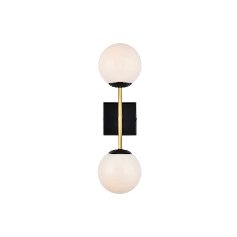 Elegant Lighting LD2358 Neri 2 Light 6" Wide Vanity Light - Black / Brass / White