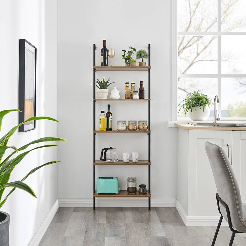 Danya B. Everett 5-Tier Open Display Stand Wall Mount Modern Metal Frame Ladder Shelf