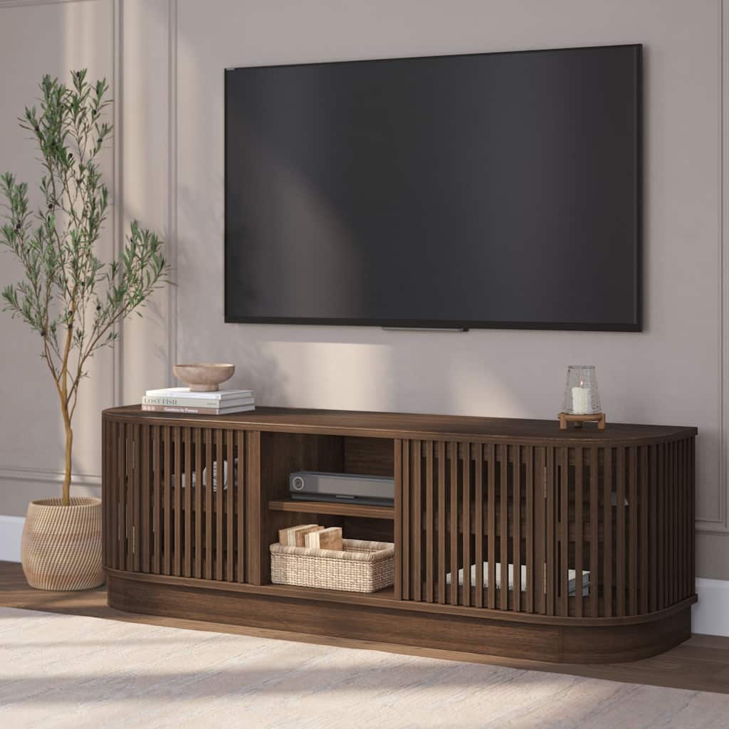 Plank and Beam Contour Curved Mid-Century Modern Sideboard/TV Stand