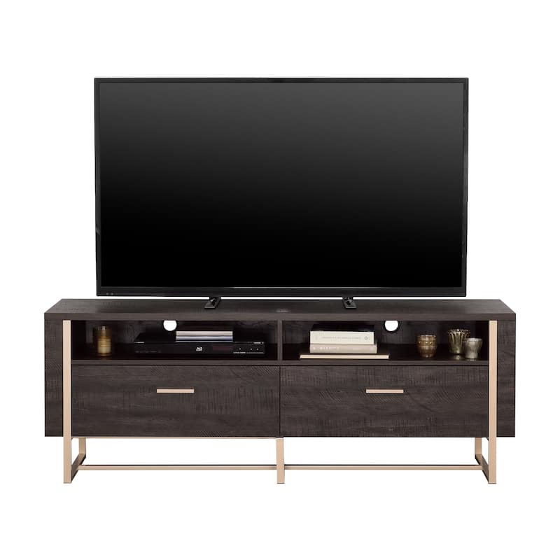 Wood Credenza with Spacious Cubbies, Black - 60.00" W x 15.51" D x 21.97" H