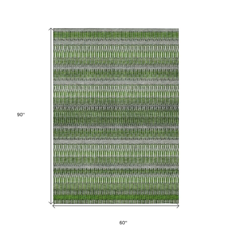 HomeRoots Striped Transitional Rectangle Outdoor Rug