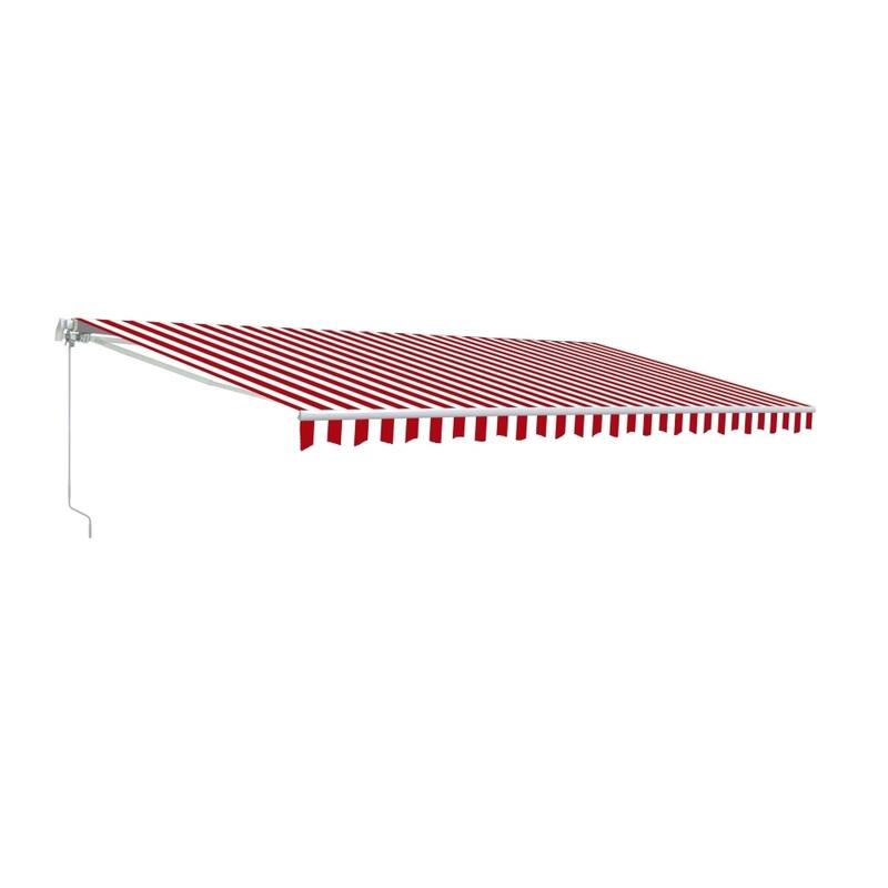 ALEKO Caribbean Motorized Patio Awning - White Frame - Red & White Striped - 20 x 10 Feet