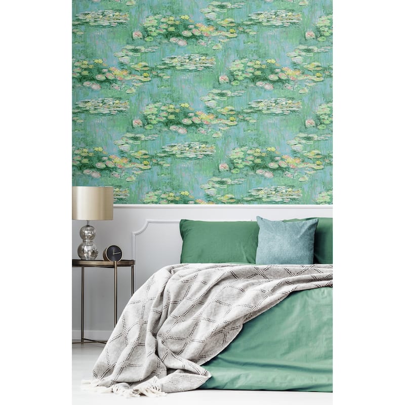 NextWall Lily Pond Peel and Stick Wallpaper