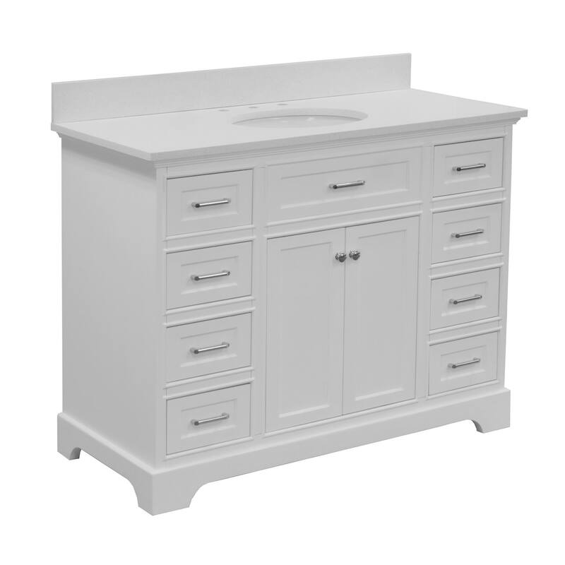 KitchenBathCollection Aria 48" Bathroom Vanity with Quartz Top