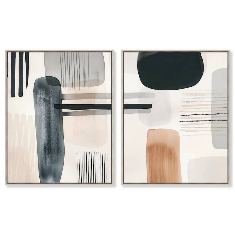 Softened Dimensions Canvas Set of 2 by Art Remedy - 36" x 45" - Silver
