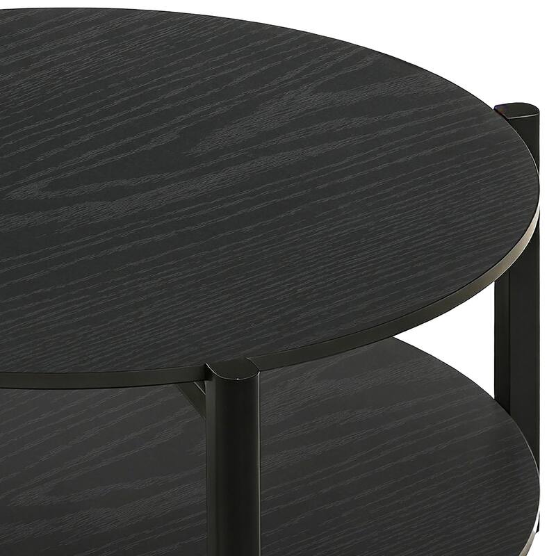 Furniture of America Rovion 2-Piece Round Wood Coffee Table Set with Open Bottom Shelf