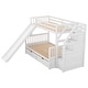 preview thumbnail 7 of 20, Twin Over Full Bunk Bed with Storage Drawers & Guardrails, Multifunction Wood Bunk Bed with Stairs & Slide, Space-Saving Design