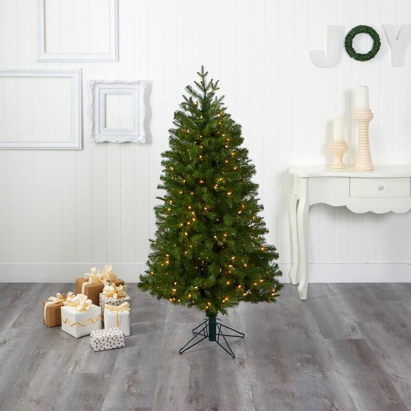 5ft. Spruce Artificial Christmas Tree with 200 Warm White Lights and 461 Bendable Branches - Perfect Small-Space Tree