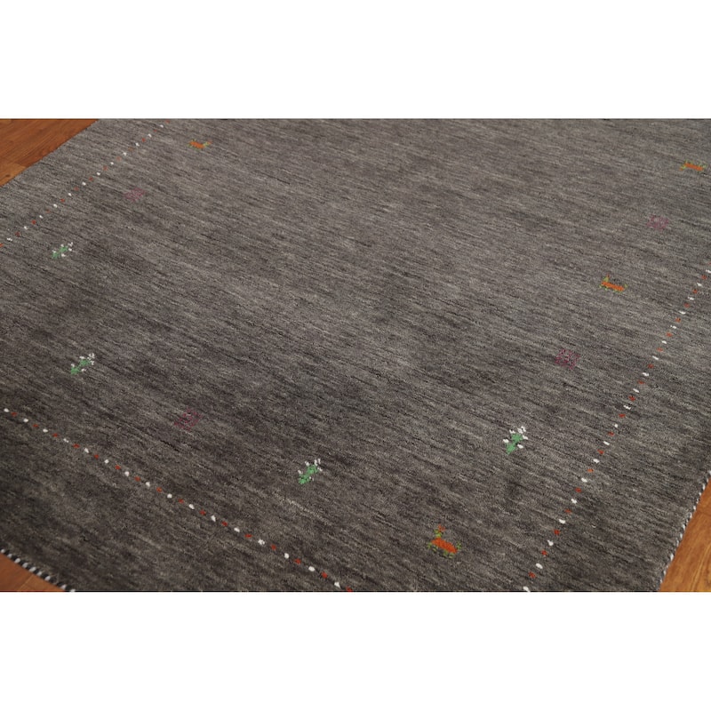 Hand Knotted Oriental 100% Wool Carpet Tribal Tribal Greys & Charcoal Gabbeh Area Rug - 7' 8'' X 5' 0''
