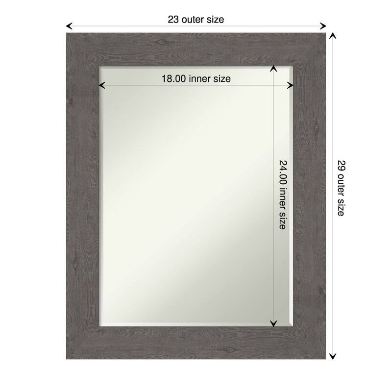 Petite Bevel Wall Mirror - Rustic Plank Espresso Frame - 23 x 29 in - Rustic Plank Grey