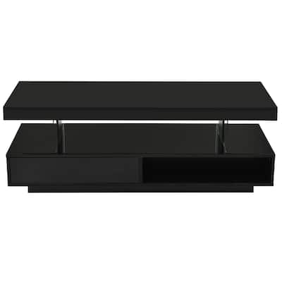 LED Coffee Table with 16 Color Lights, Bedroom Table with Drawers