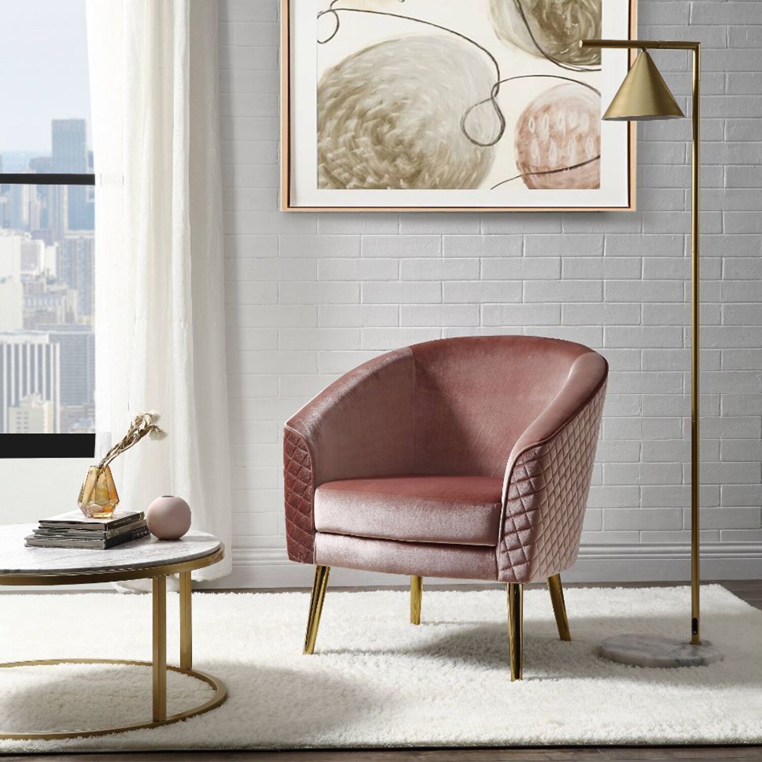 Champagne best sale velvet chair