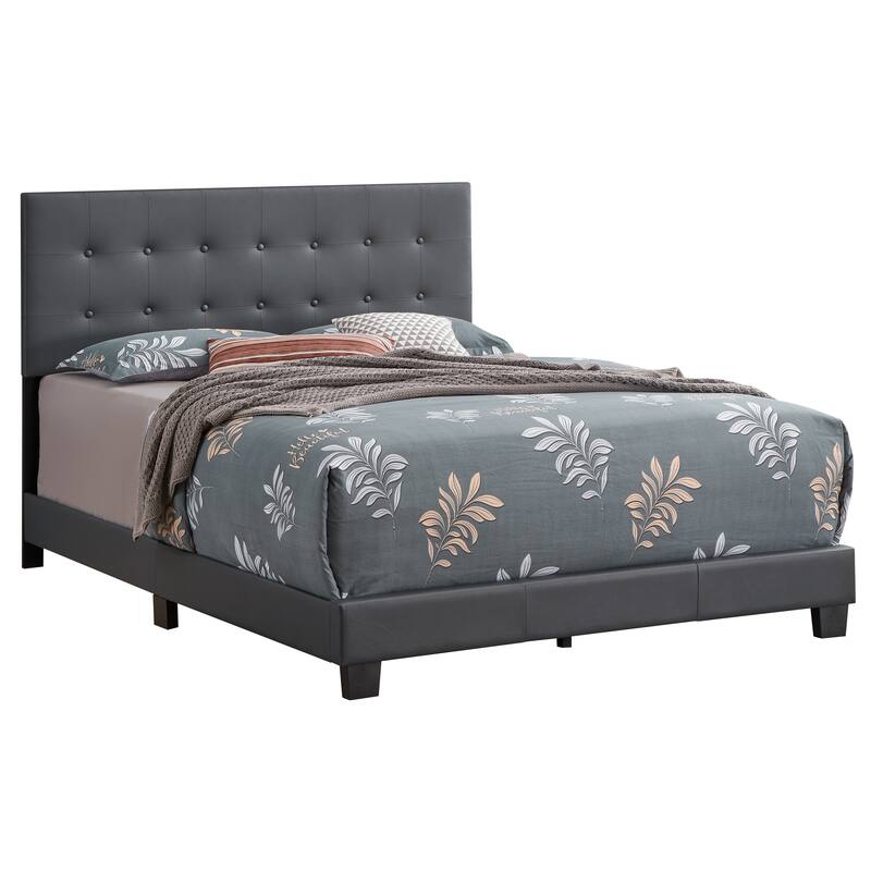 Glory Furniture Contemporary Faux Leather Upholstered Bed with Tufted Headboard