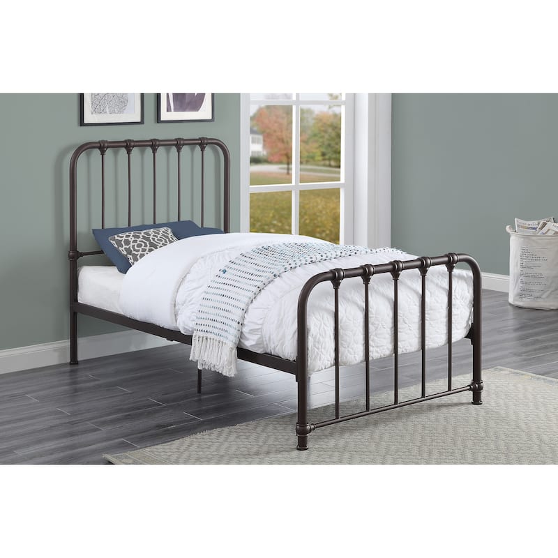 Twin Size Metal Platform Bed (Bed-in-a-Box) - Bronze