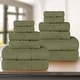 preview thumbnail 1 of 7, Superior Napa Zero Twist Cotton Waffle 12 Piece Bathroom Towel Set Forest Green