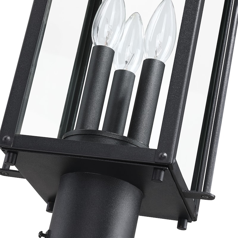 Brits 3-Light Black Outdoor Pier Mount Light Lantern Head - 20.8 in. H