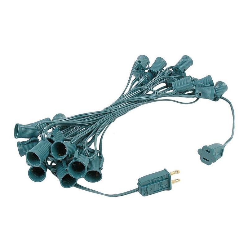 25 Foot C7 Twinkle Christmas Light Set, Hanging String Lights, Green Wire