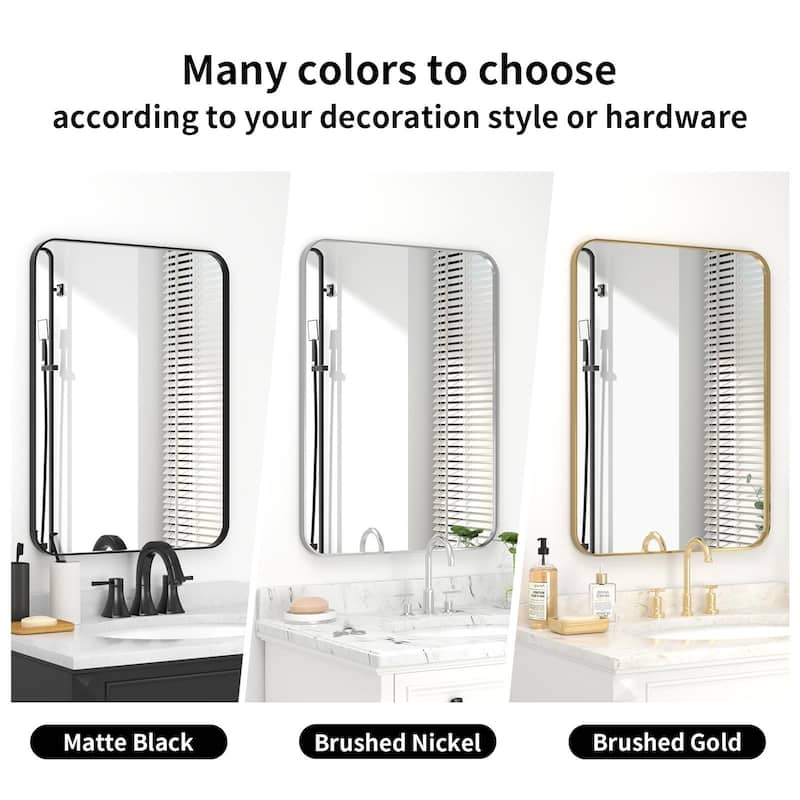 Modern Rounded Rectangle Wall Mirror with Stainless Steel Frame for Bathroom Vanity(1 Piece)