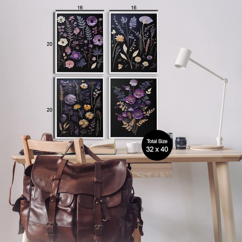 Stupell Dimensional Cottage Flower Sprigs Framed Giclee Art Design By Heidi Kuntz (Set of 4)