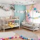 preview thumbnail 1 of 11, Modern Design Twin Size Triple Bunk Bed With Trundle,Featuring Full-Length Guardrail,Space-Saving,Antique White Antique White
