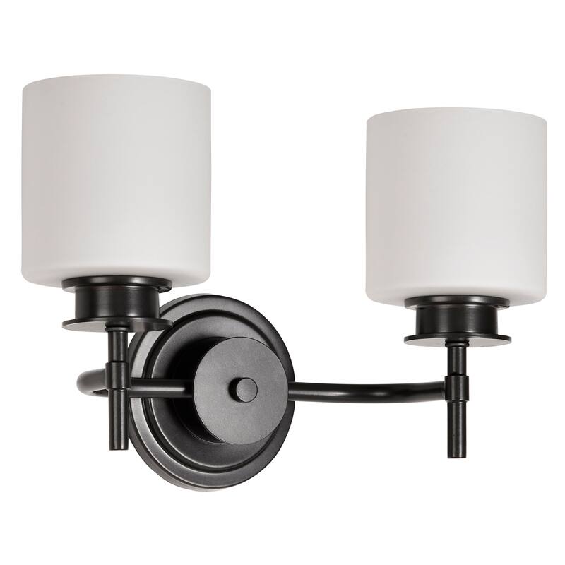 Warren 2 Light Vanity Gun Metal with Satin White Glass - Gun Metal - Gun Metal
