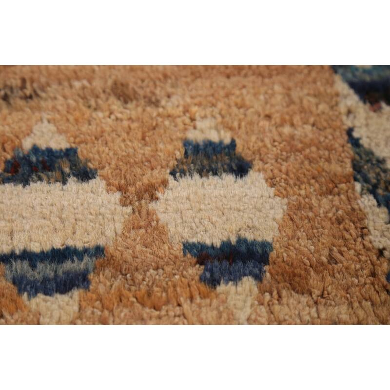 Geometric Tribal Moroccan Rug Hand-Knotted Multi-Color Wool Carpet - 6'9" x 9'7"