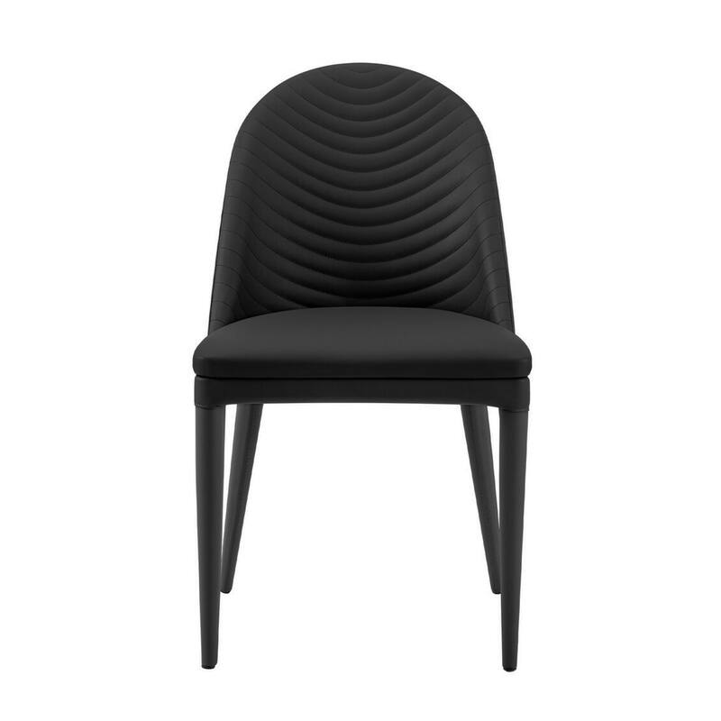 Set of 2 Leatherette and Metal Side Chairs with Curved Back