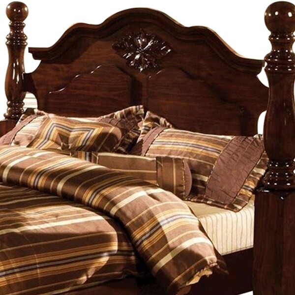 Scott Queen Bed in Glossy Dark Pine Finish - Bed Bath & Beyond
