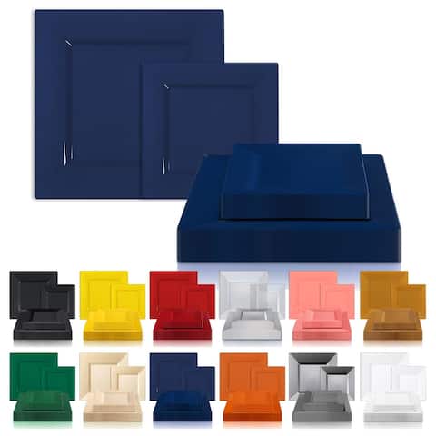 Modern Solid Square Disposable Plastic Plate Packs - Party Supplies